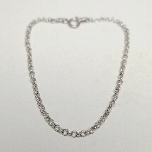 Vintage Sterling Silver Chain Bracelet, 925 Milor Italy, Rolo Link, 7 Inch - Picture 6 of 7